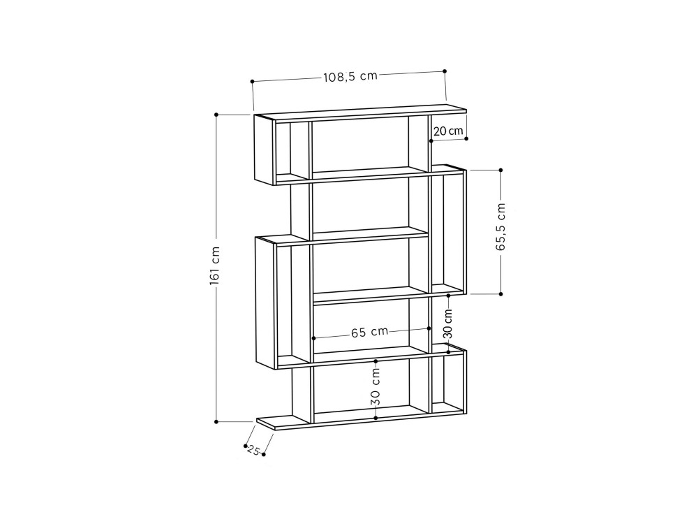 Libreria in legno "Mito" 110 x 25,5 x 161 cm - Bianco