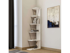 Libreria in legno "Ayder" - 50 x 22 x 150 cm - Bianco 2