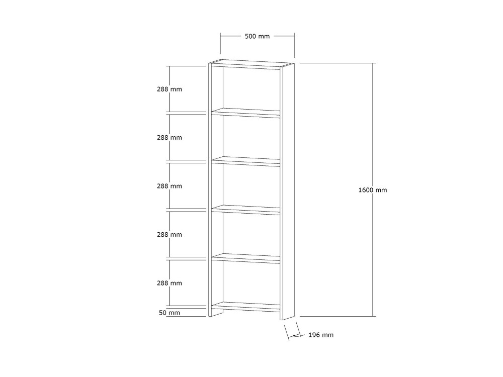 Libreria in legno "New" - 50 x 19 x 160 cm - Bianco