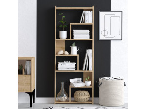 Libreria in legno "Megg" - 60 x 15 x 150 cm - Rovere 2
