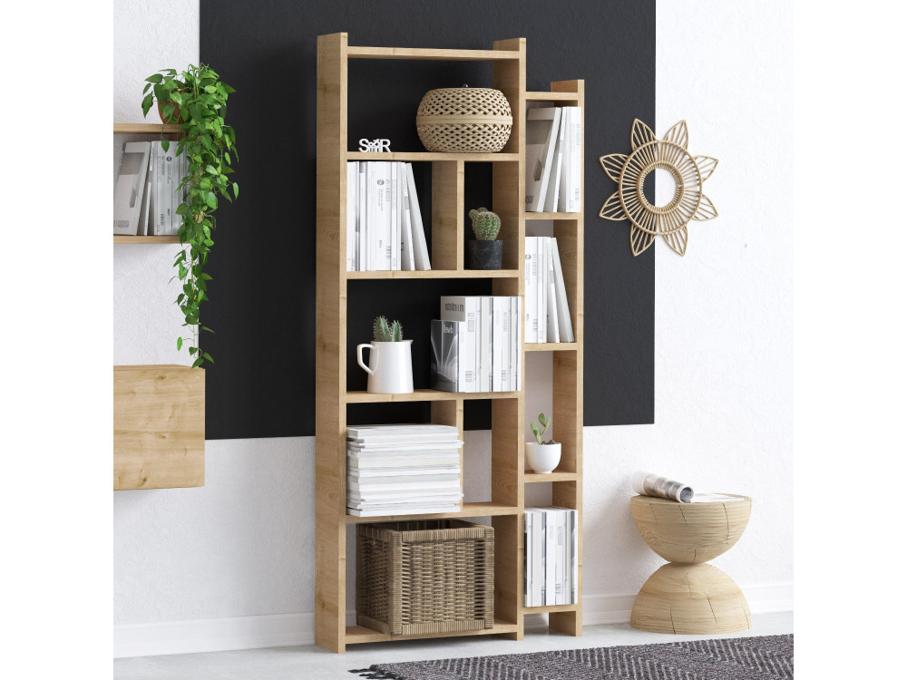 Libreria in legno "Momo" - 65 x 15 x 150 cm - Rovere