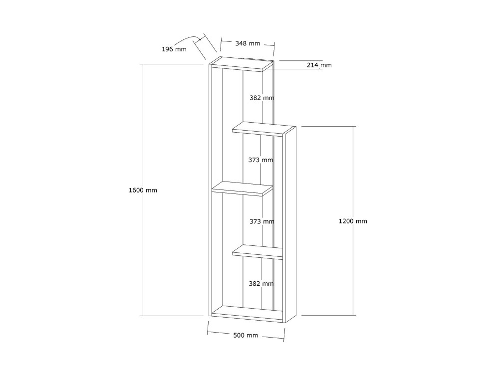 Libreria in legno "Wand" - 50 x 19 x 160 cm - Bianco