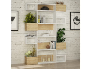Libreria in legno "Niho" 120 x 27 x 171 cm - Bianco 2
