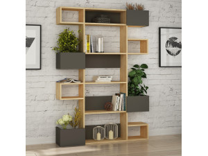 Libreria in legno "Niho" 120 x 27 x 171 cm - Rovere 2