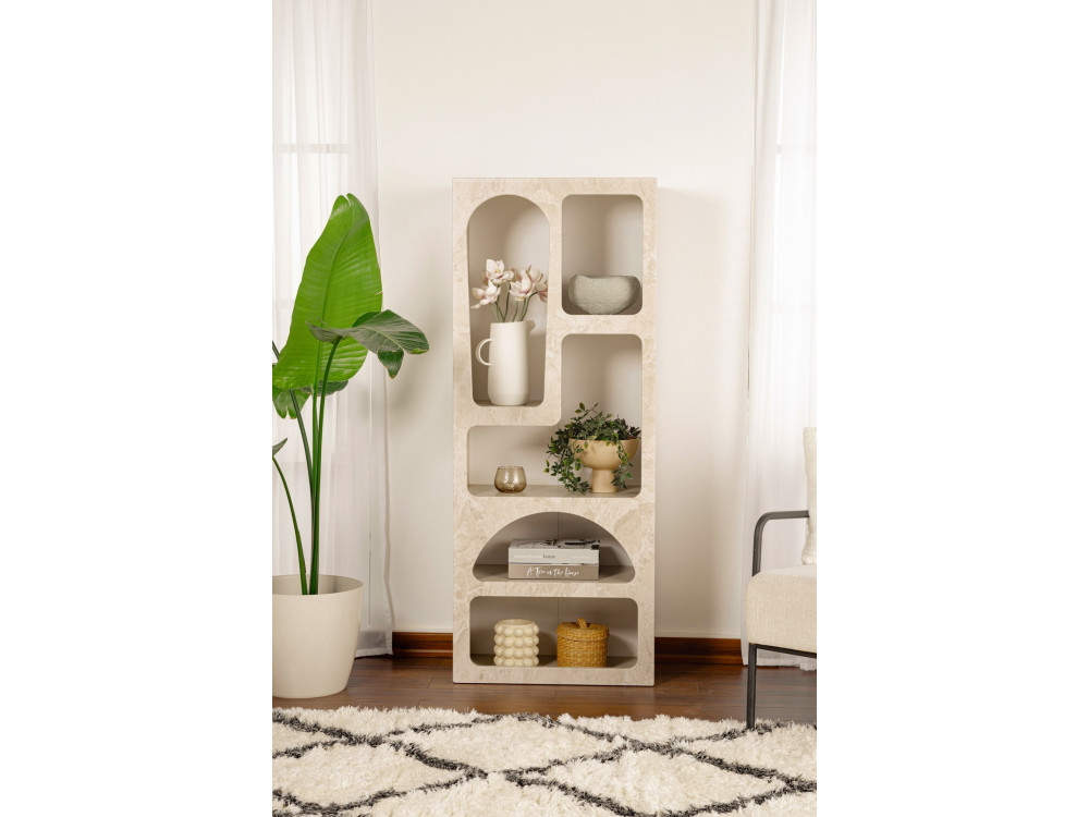 Libreria in legno "Venüs" 60 x 32 x 150 cm - marmo travertino