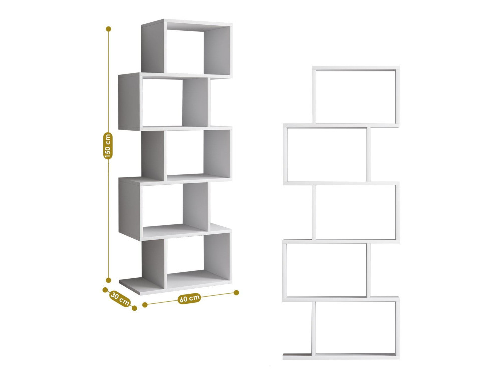 Libreria in legno "Meric" 60 x 30 x 150 cm - Bianco