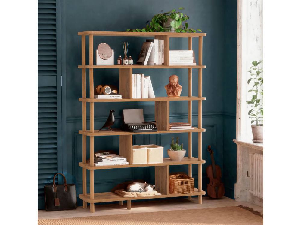 Libreria in legno "Meta" - 120 x 28 x 168 cm - Marrone