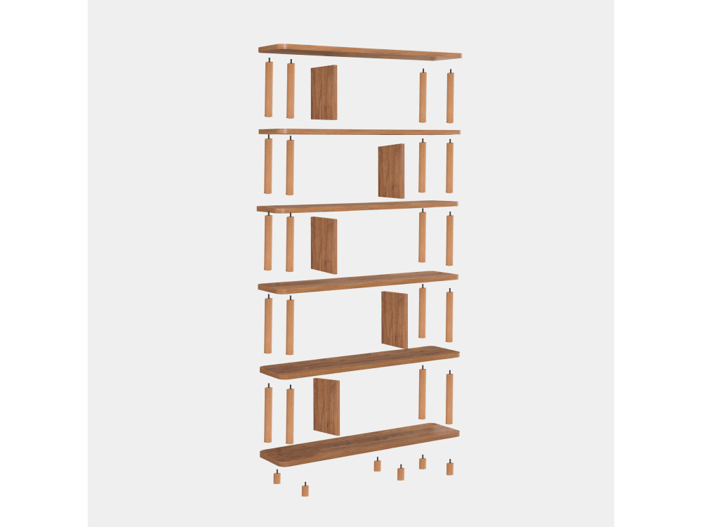 Libreria in legno "Meta" - 120 x 28 x 168 cm - Marrone