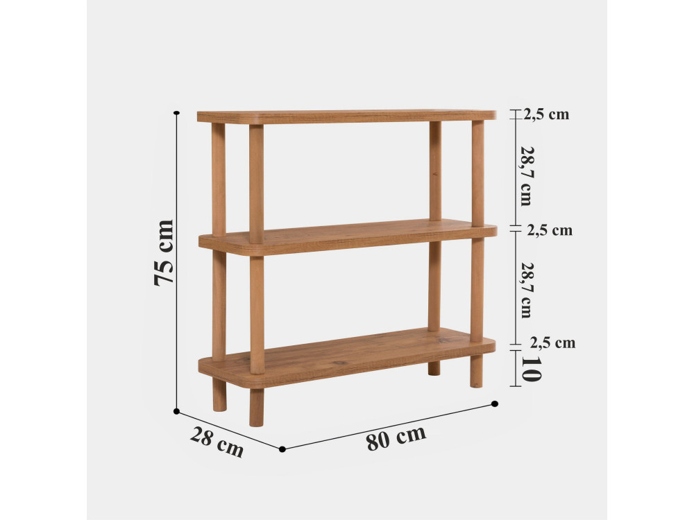 Libreria in legno "Step" - 80 x 28 x 75 cm - Marrone