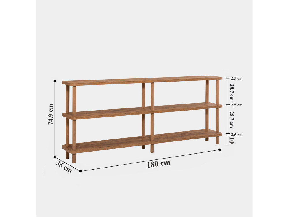 Libreria in legno "Zen" - 180 x 35 x 75 cm - Marrone
