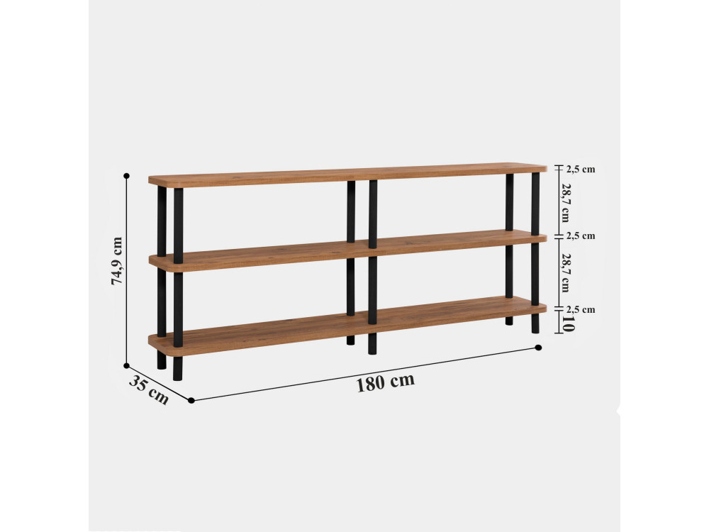 Libreria in legno "Zen" - 180 x 35 x 75 cm - Nero