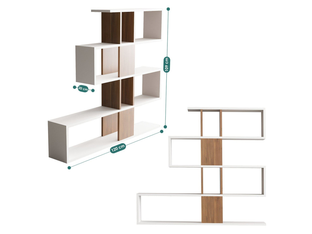 Libreria in legno "Karlin" - 120 x 20 x 109 cm - Bianco