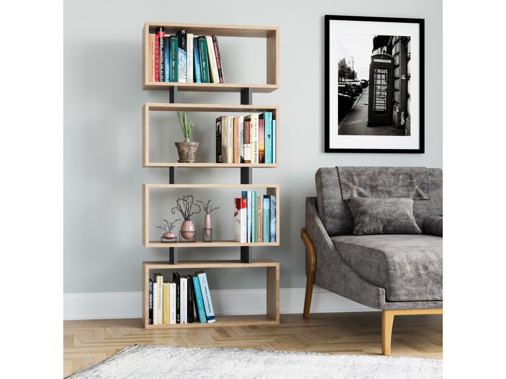 Libreria in legno "Langdon" - 72 x 25 x 161 cm - Grigio antracite