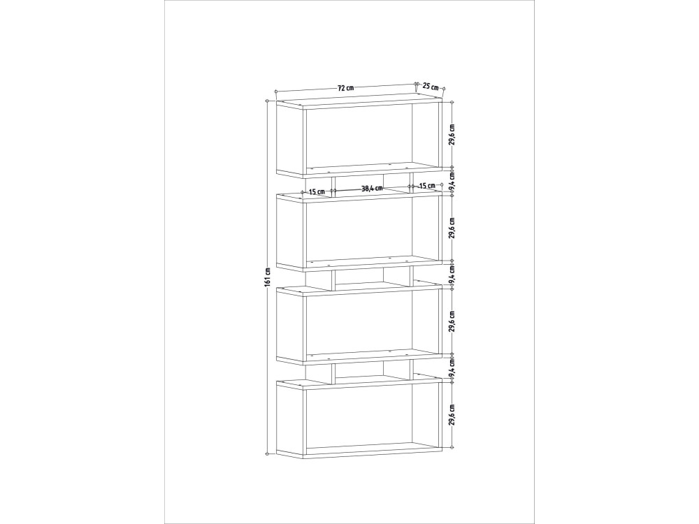 Libreria in legno "Langdon" - 72 x 25 x 161 cm - Beige