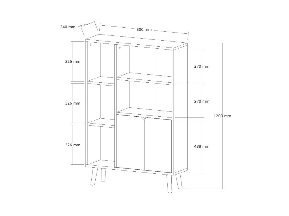 Libreria in legno "Lumo" - 80 x 24 x 120 cm - Bianco
