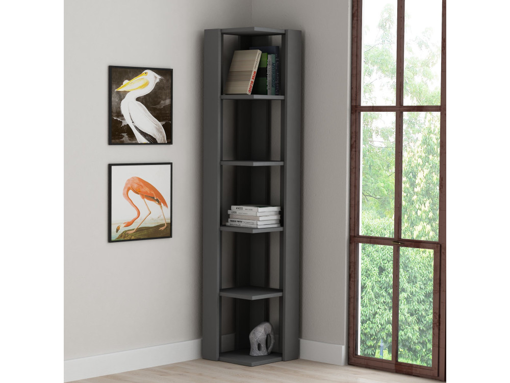 Libreria in legno "Nati" - 32 x 32 x 161 cm - Grigio antracite