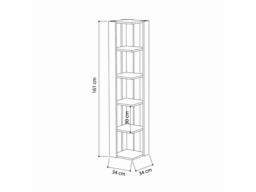 Libreria in legno "Nati" - 32 x 32 x 161 cm - Bianco
