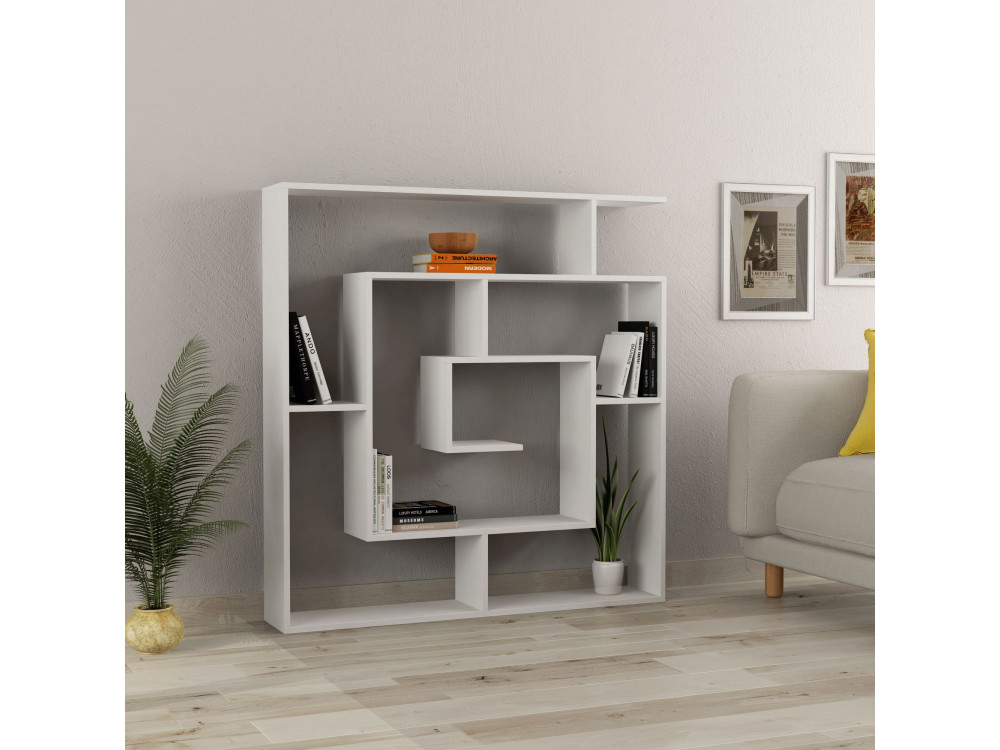 Libreria in legno "Labirent" - 125 x 22 x 129 cm - Bianco