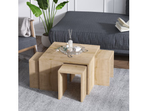 Set di tavolini da caffè in legno "Ortanca" - 60 x 60 x 37 cm - Rovere Zaffiro 2