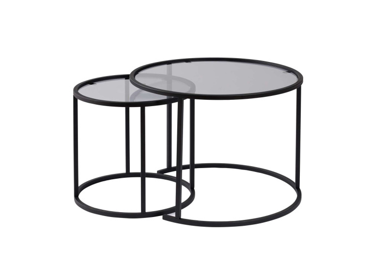 Set di 2 tavolini in metallo "Aurum" - 60 x 60 x 43 cm - Nero Grigio