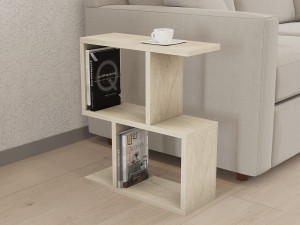 Tavolino laterale in legno "Zet" - 45 x 17 x 51 cm - Travertino 2