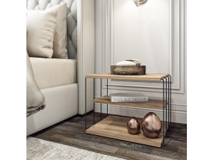 Tavolino laterale in legno "Lifon" - 50 x 40 x 33 cm - Pino atlantico nero 2
