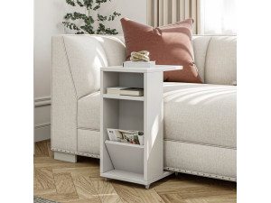 Tavolino laterale in legno "Filinta" - 30 x 40 x 63 cm - Bianco 2