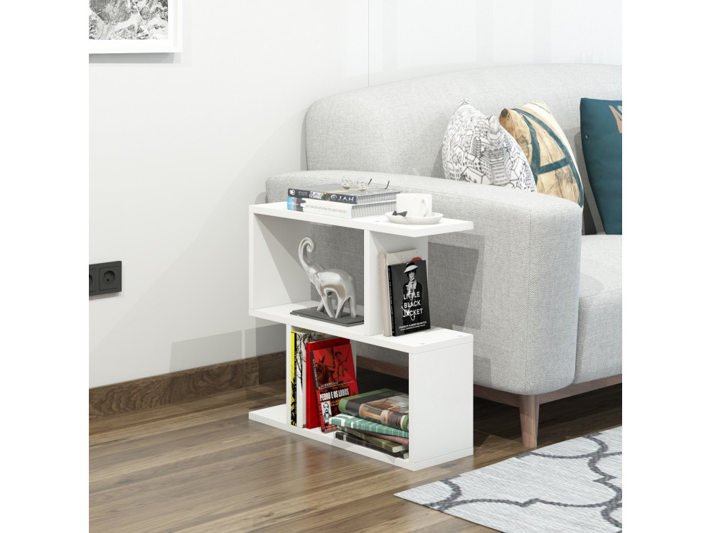 Tavolino laterale in legno "Lale" - 60 x 20 x 55 cm - Bianco