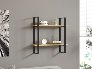Mensola da parete in legno "Buba" - 70 x 22 x 70 cm - Marrone 2