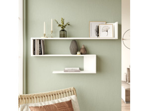 Mensola da parete in legno "WL10" - 120 x 14 x 71 cm - Bianco 2
