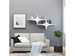 Mensola da parete in legno "Susen" - 135 x 20 x 69 cm - Bianco 2