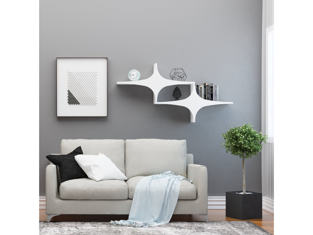 Mensola da parete in legno "Susen" - 135 x 20 x 69 cm - Bianco
