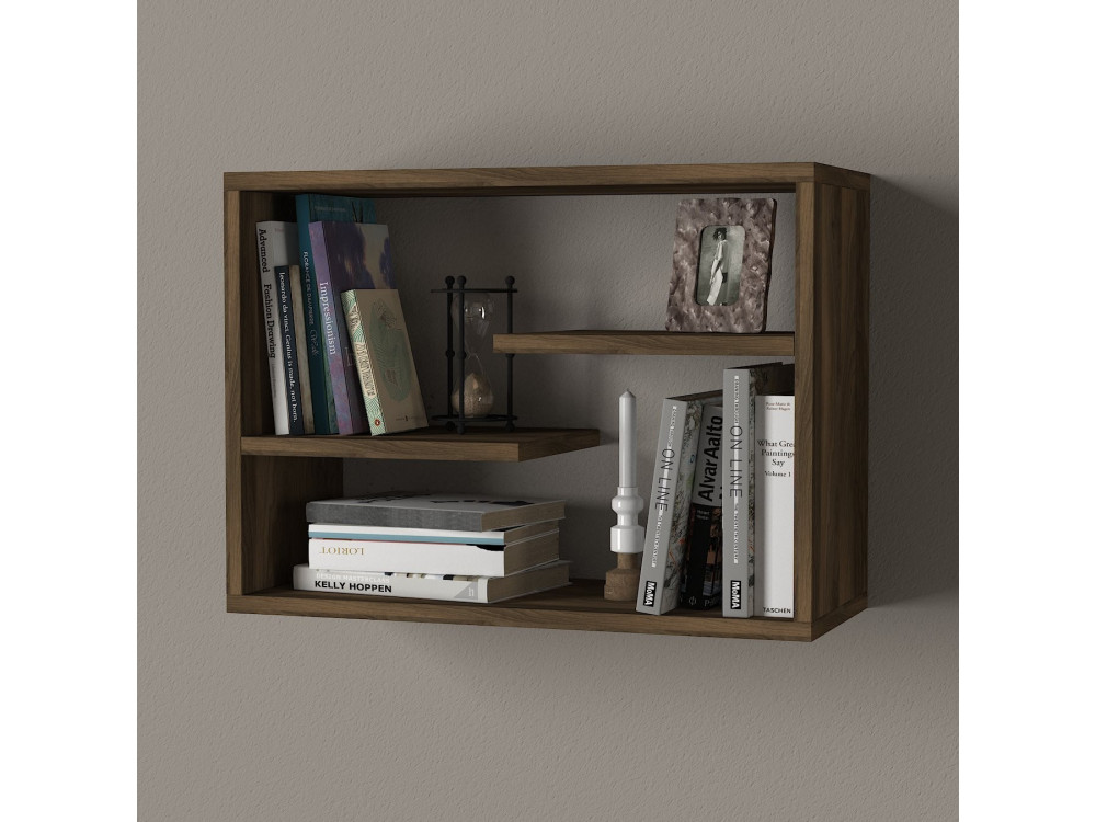Mensola da parete in legno "Tino" - 60 x 19 x 44 cm - Noce