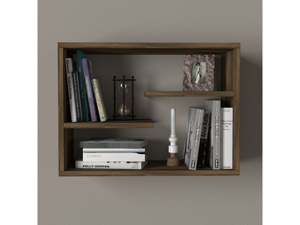 Mensola da parete in legno "Tino" - 60 x 19 x 44 cm - Noce