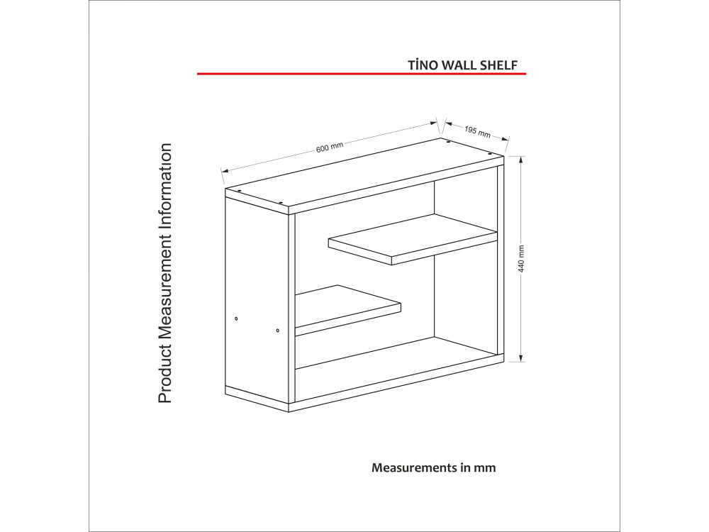 Mensola da parete in legno "Tino" - 60 x 19 x 44 cm - Noce