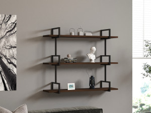 Mensola da parete in legno "Uras" - 87 x 22 x 76 cm - Noce 2