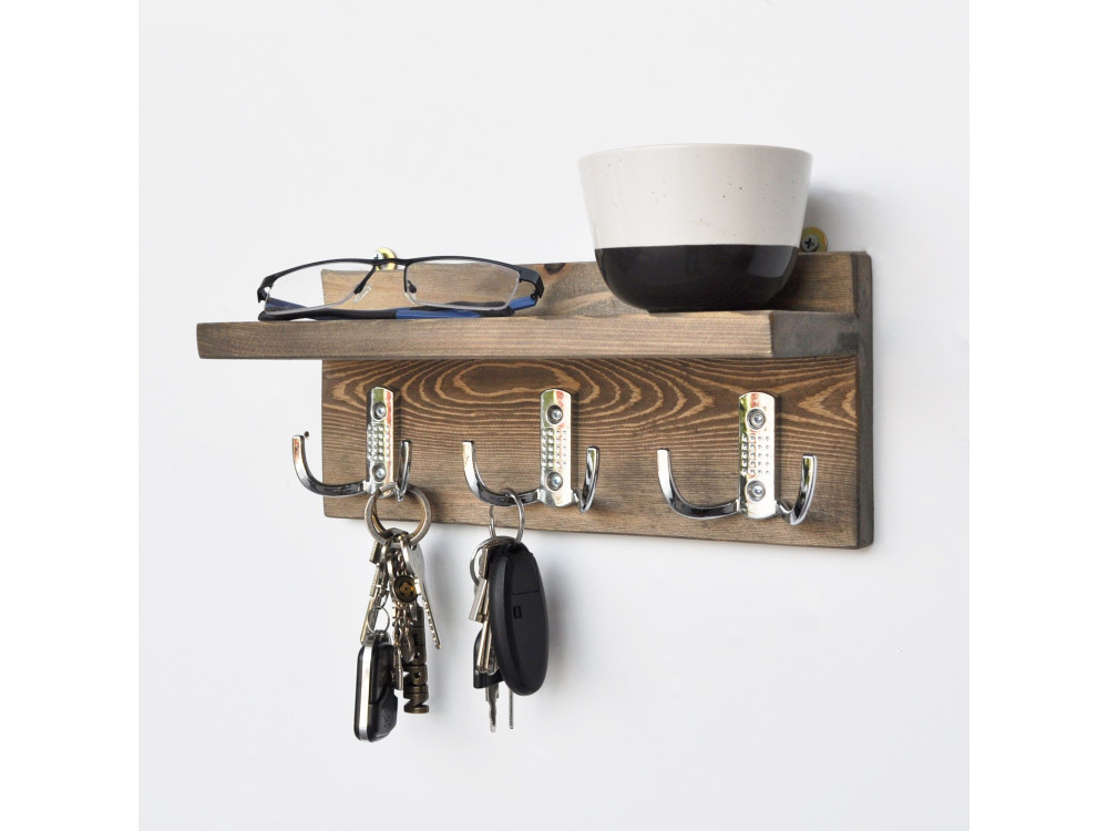 Mensola da parete in legno "Aa031" - 30 x 11 x 13 cm - Noce
