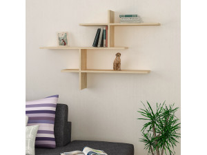 Mensola da parete in legno "Leo" - 123 x 22 x 80 cm - Rovere 2