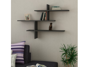 Mensola da parete in legno "Leo" - 123 x 22 x 80 cm - Antracite 2