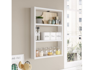 Mensola da parete in legno "PR1" - 43 x 9 x 60 cm - Bianco 2