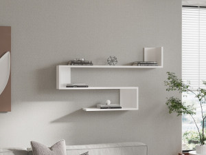 Mensola da parete in legno "Penne" - 120 x 20 x 71 cm - Bianco 2