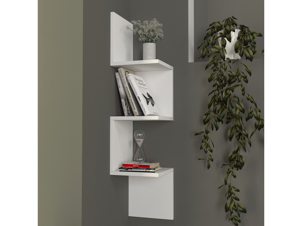 Mensola da parete in legno "Corner" - 25 x 25 x 105 cm - Bianco