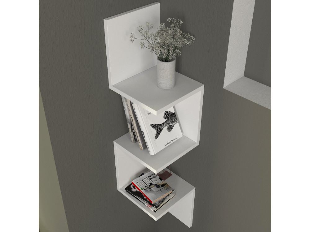 Mensola da parete in legno "Corner" - 25 x 25 x 105 cm - Bianco