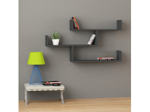 Mensola da parete in legno "Tibet" - 120 x 22 x 67 cm - Antracite 2