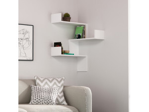 Mensola da parete in legno "Luksa" - 60 x 60 x 90 cm - Bianco 2