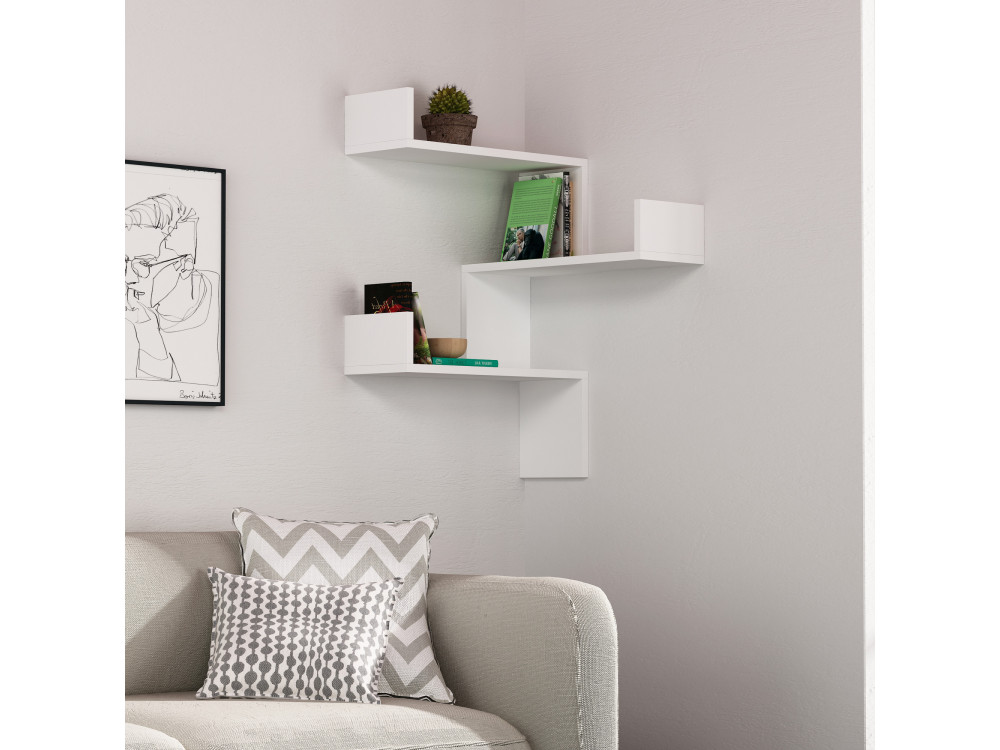 Mensola da parete in legno "Luksa" - 60 x 60 x 90 cm - Bianco