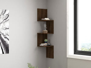 Mensola da parete in legno "Zikzak" - 25 x 25 x 105 cm - Noce 2