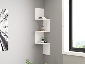 Scaffale da parete in legno "Zikzak" - 25 x 25 x 105 cm - Bianco 2