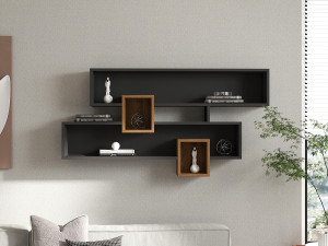 Mensola da parete in legno "Karen" - 120 x 22 x 75 cm - NoceAntracite 2
