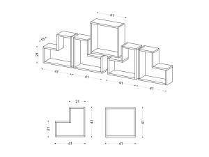 Scaffale da parete in legno "Elitra" - 180 x 15 x 59 cm - Bianco